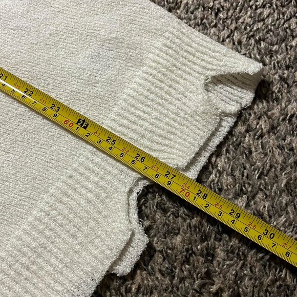 Cactus Cutout, Nubby Boucle Fabric Women Oversized Small White LS Pullover - Picture 8 of 8